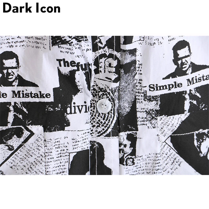 Мужская рубашка в стиле хип хоп DARK ICON черная белая Винтажная Футболка с принтом
