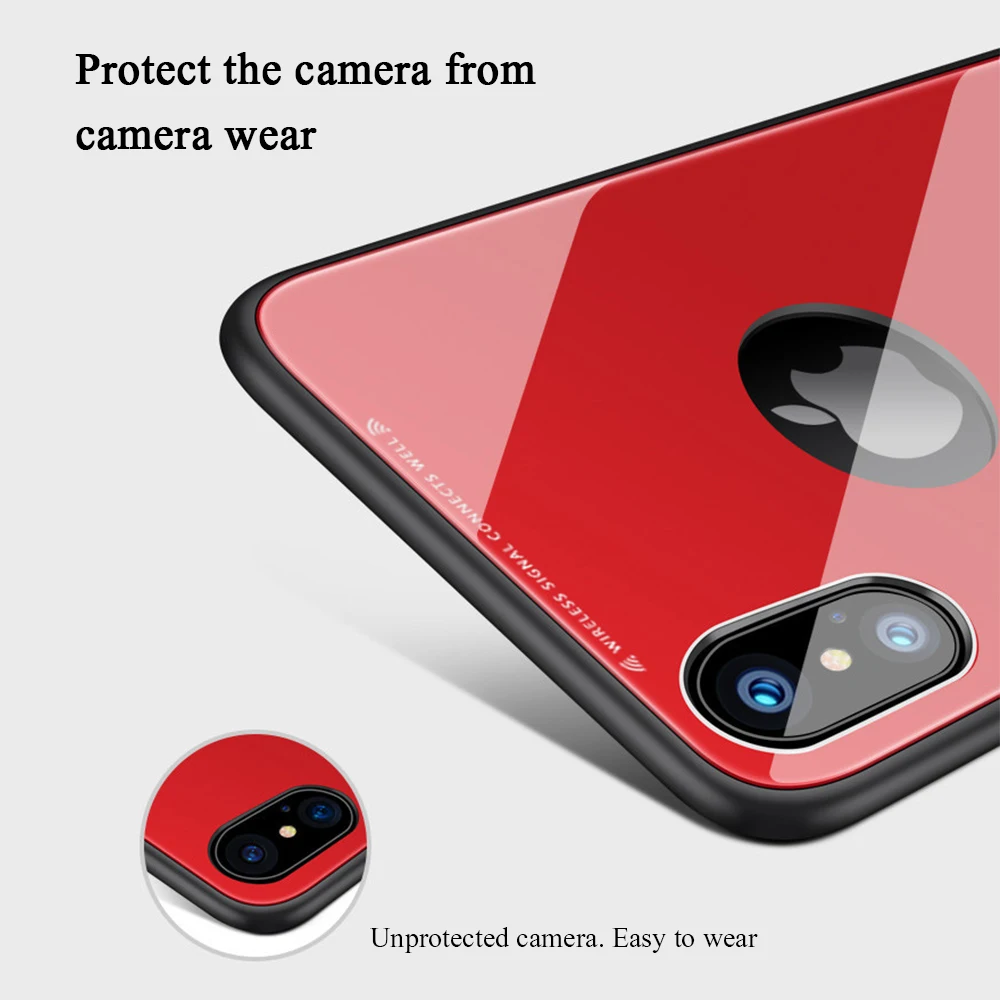 Для iphone Xs Max Xr X Чехол глянцевый закаленное стекло задняя крышка мягкая