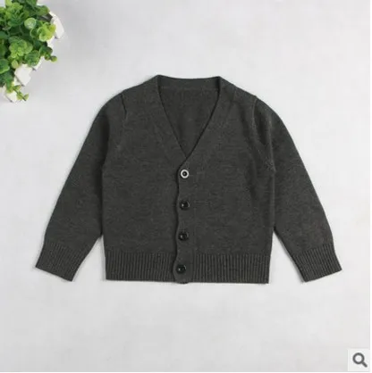dark grey Хлопковый Детский кардиган, вязаные свитера для мальчиков, куртка, весенне-осенняя верхняя одежда для мальчиков, одежда для маленьких девочек, От 1 до 7 лет, BC371 - Цвет: dark grey