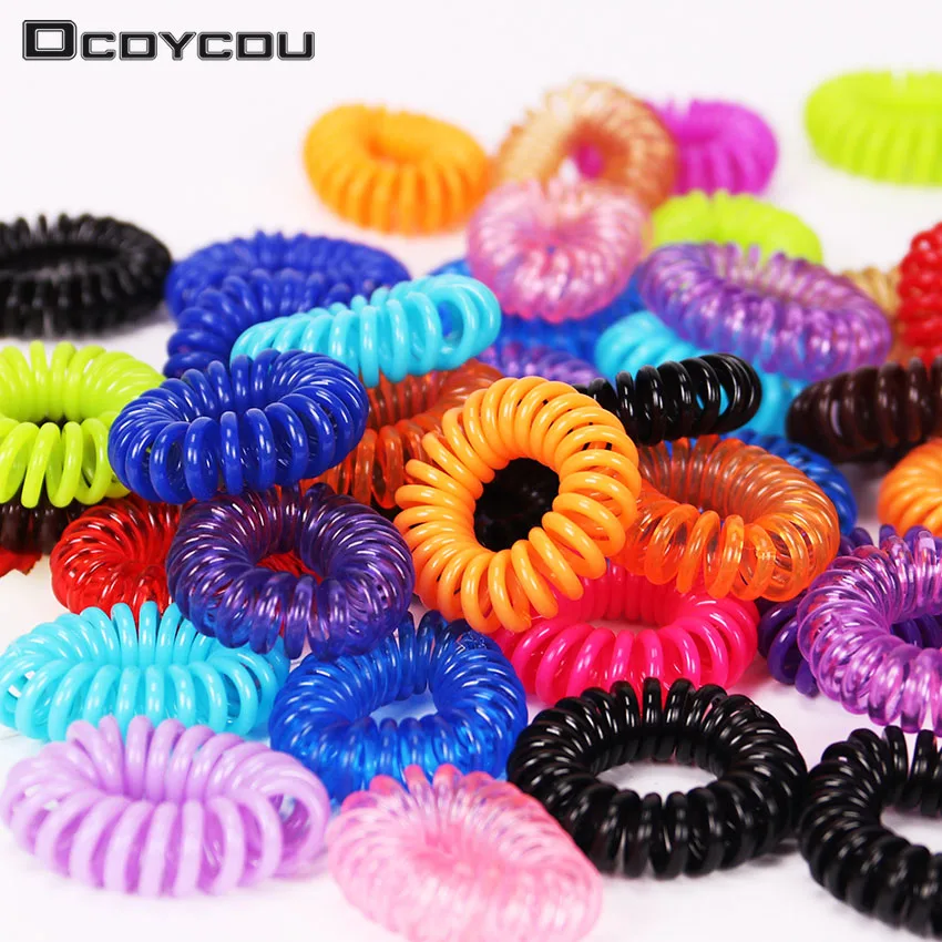 

20PCS Creative Women Headbands Cute Telephone Cord Elastic Ponytail Hair Rings Scrunchies for Girl Hair Rope Accessories