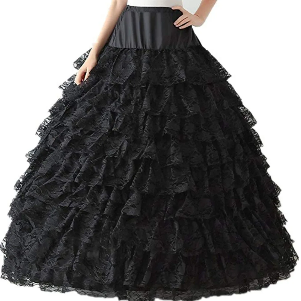 Colorful Lace Petticoat Floor Length Long Ball Gown Underskirt Without Hoop 9 Layers Women Crinoline Bridal 2019 | Свадьбы и