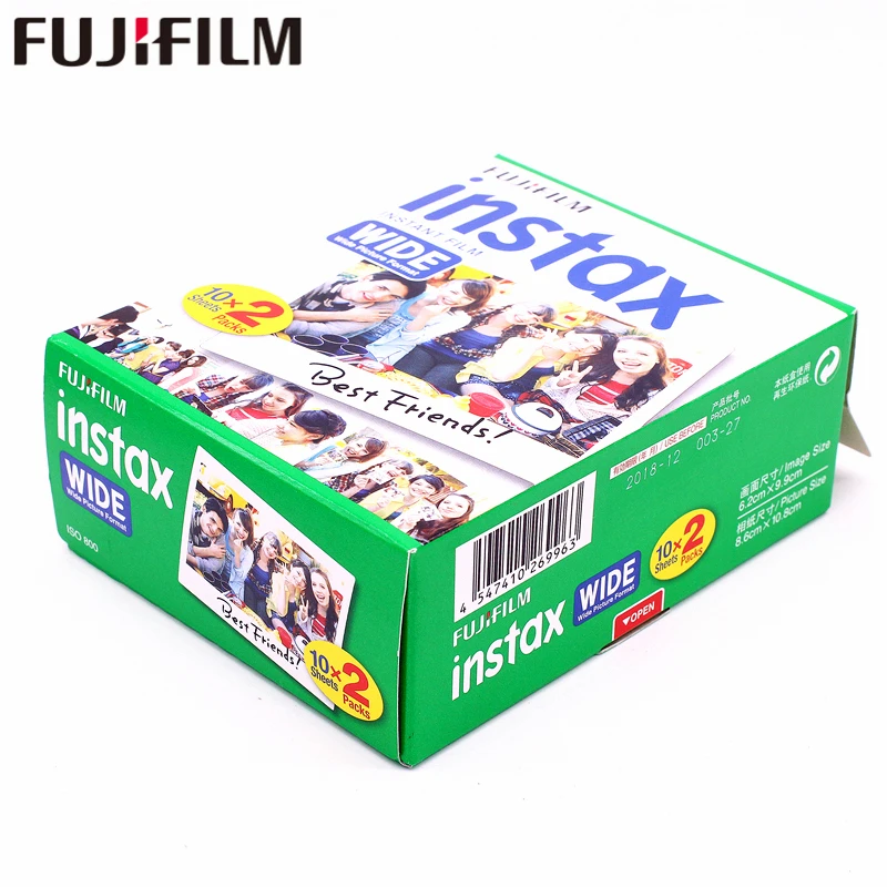 Оригинальная широкоформатная пленка Fujifilm Instax белая 20 листов для фотоаппарата Fuji