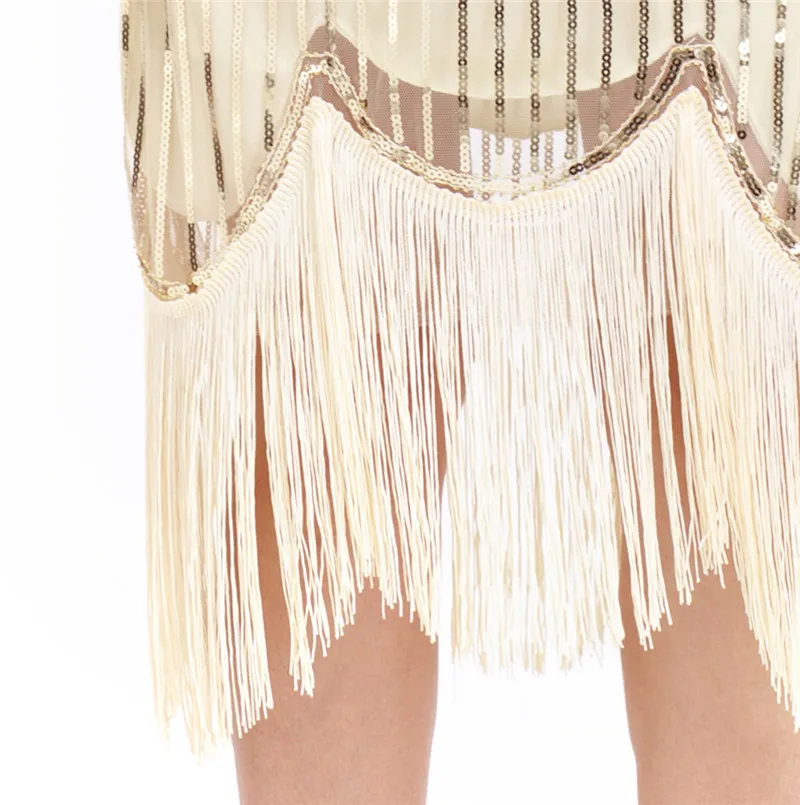 Женское винтажное платье JAYCOSIN кружевное с бахромой и бусинами для вечеринки