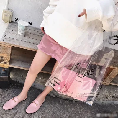 Повседневное покупки сумки чистке письмо мешки большие женщин прозрачный ПВХ из