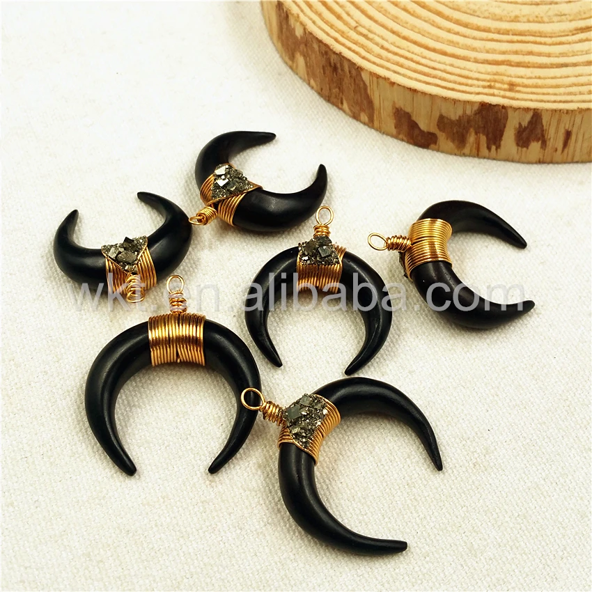 Женская подвеска из черной костяной рог натурального черного буйвола с