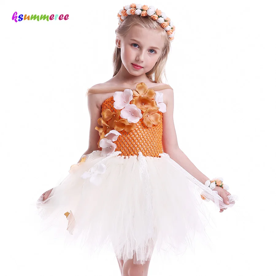 Hawaiian Style Moana Inspired Girls Tutu Dress Halloween Photo Prop Purim Kids Baby Fancy Flower Costume Handmade Tulle | Детская одежда