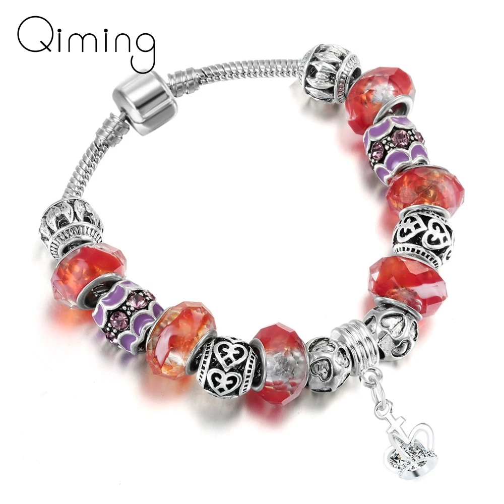 Pan красный пластиковый камень Богемия браслет для женщин девушек милый