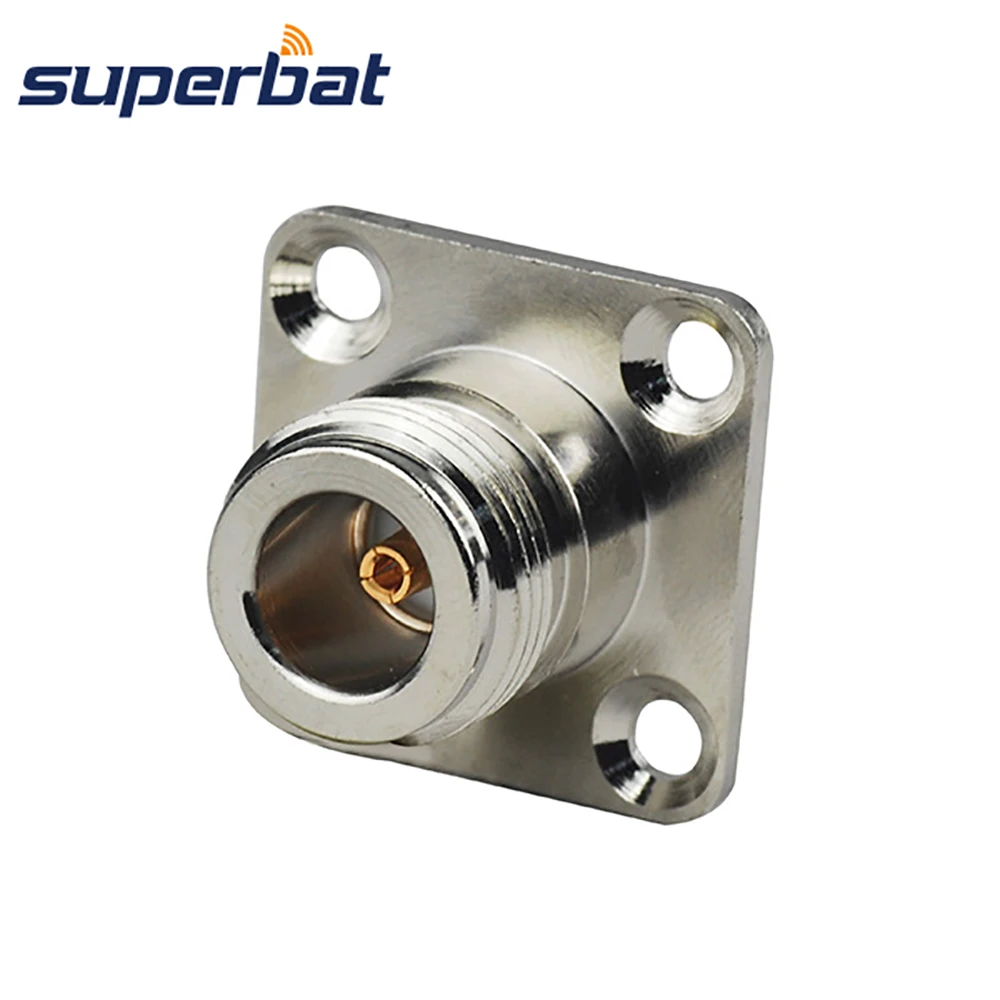 Superbat N Solder Female with 4 hole Panel Mount RF Coaxial Connector for Semi rigid.086 Cable RG405