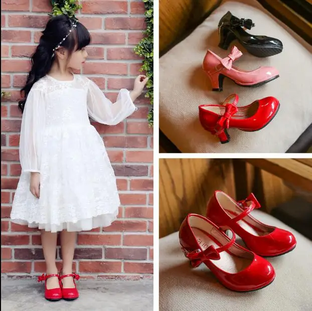 Детские туфли на высоком каблуке Новинка весна осень 2018 модные для девочек обувь