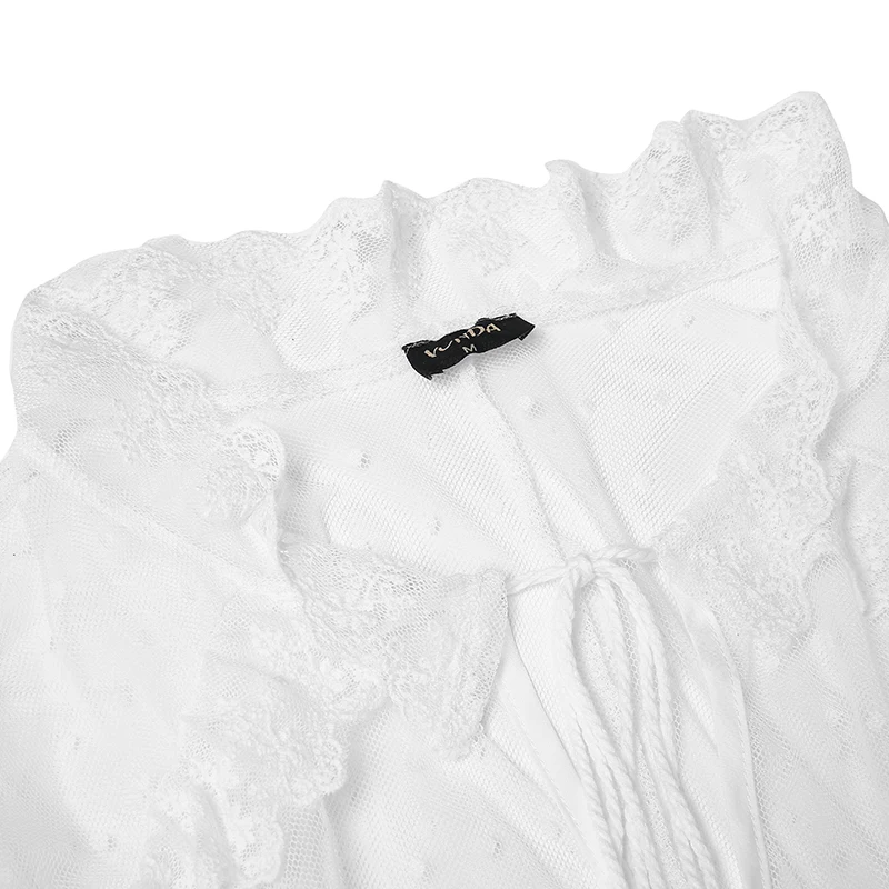Летнее Сексуальное Белое Кружевное платье VONDA 2021 женское в горошек с V образным