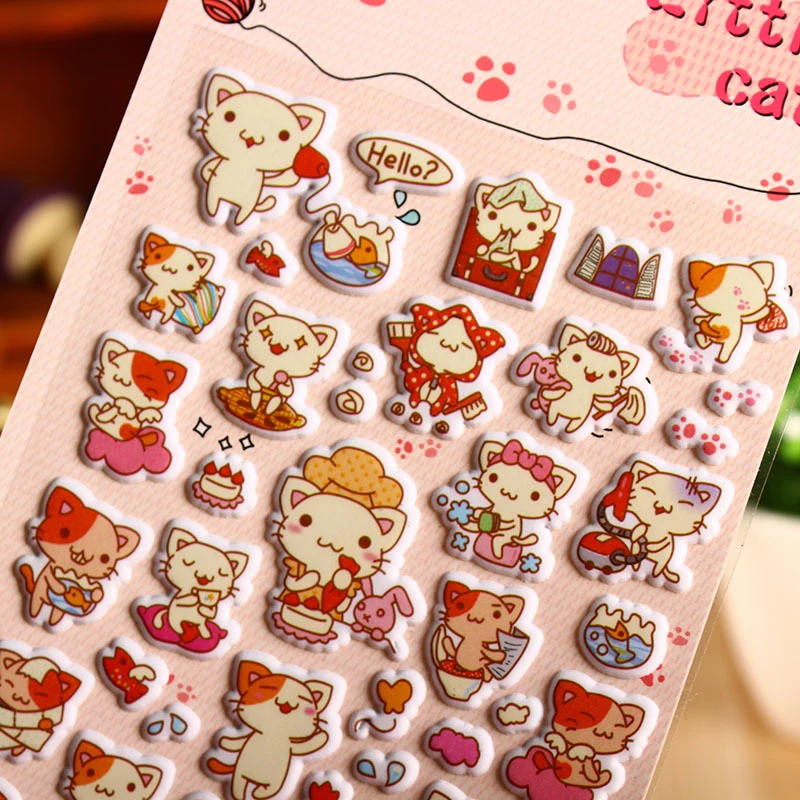 Милый Котик 3D пузырьковая наклейка мультяшный котенок дневник телефон