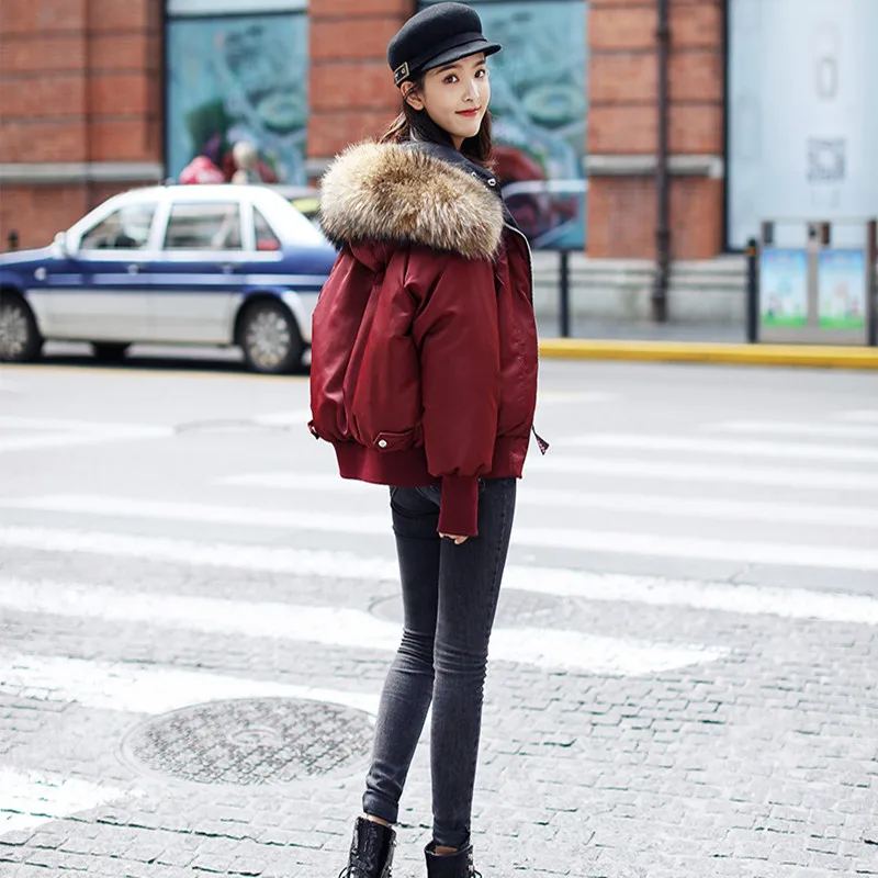 Женский пуховик 2020 зимняя куртка Женская двухсторонняя одежда с воротником из