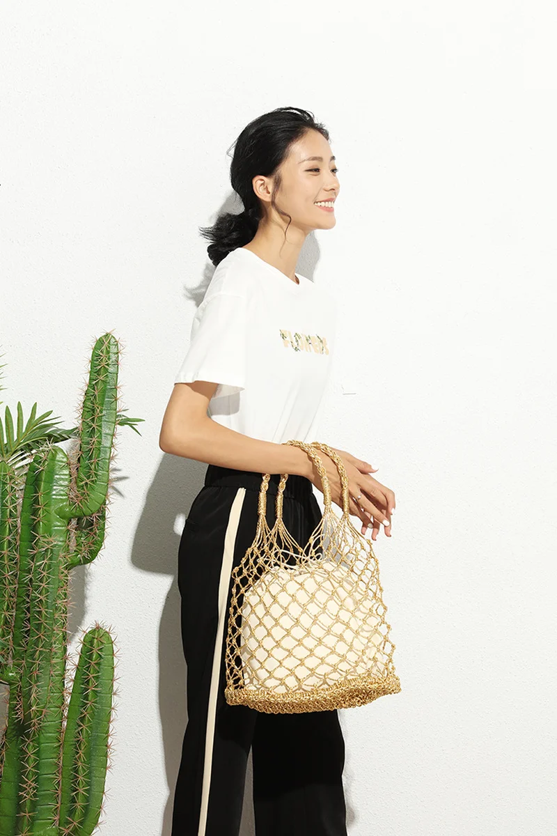 Женская плетеная Сумка через плечо большая соломенная сумка из ротанга с