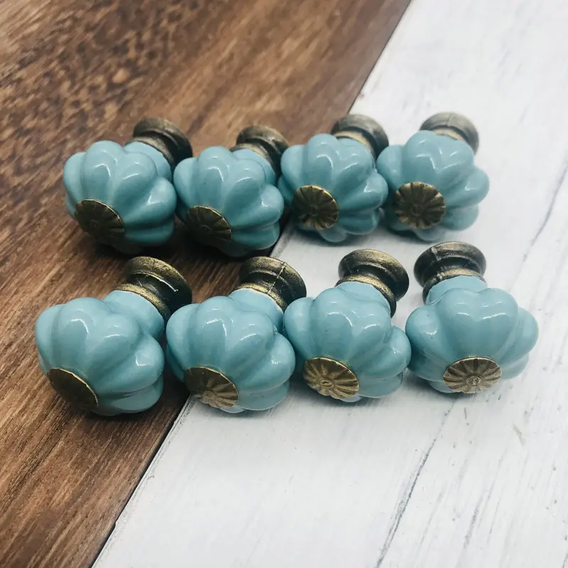 10x Синяя Керамическая дверная ручка с тыквой антикварные мебельные ручки и 25 мм