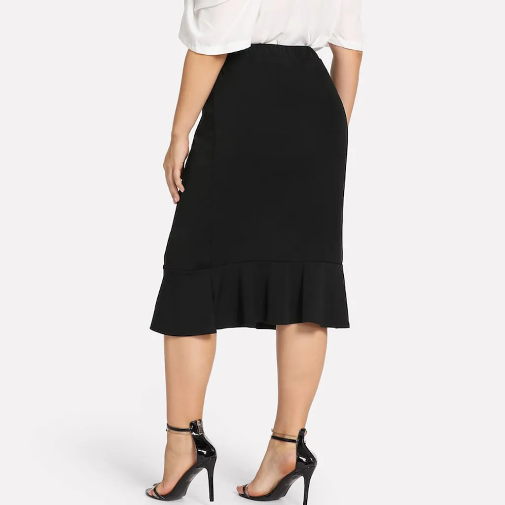 Женская офисная юбка с оборками облегающая большого размера Xl-5xl 2019 | одежда