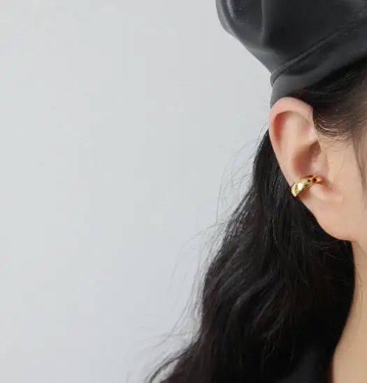 gold SHANICE 925 Sterling Silver INS minimalist geometricl smooth Ear Clip on Earrings Clip Earrings without Piercing for Women - Окраска металла: gold