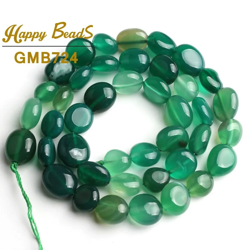8-10mm Natural Irregular Green Agates Stone Beads Smooth Loose Spacer For Jewelry Making DIY Bracelet 15&quot Strand/Inches | Украшения и
