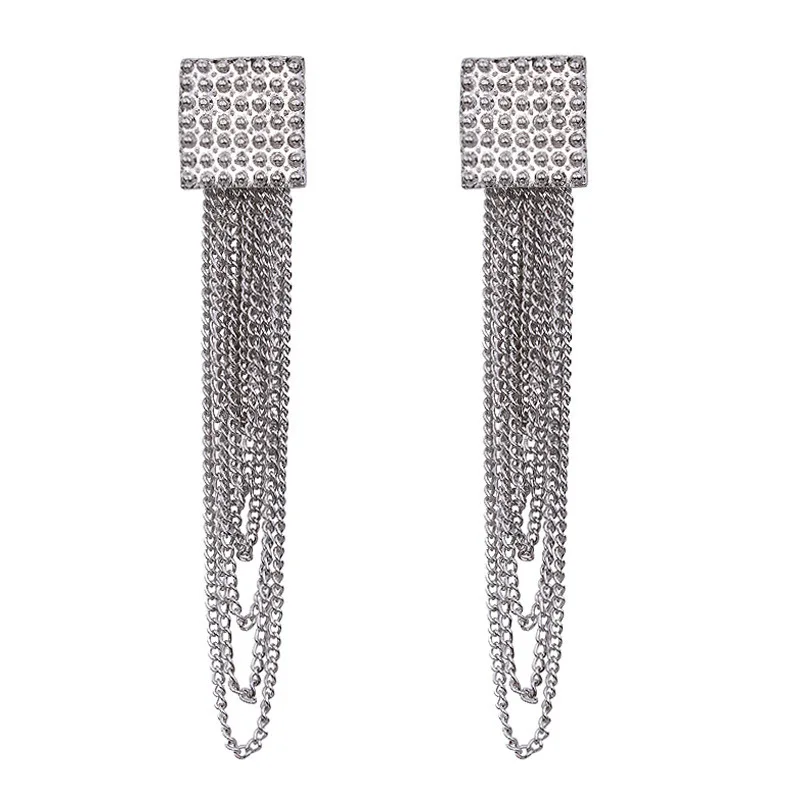 HEBEHERA богемные квадратные серьги с кисточками для женщин Геометрическая цепочка