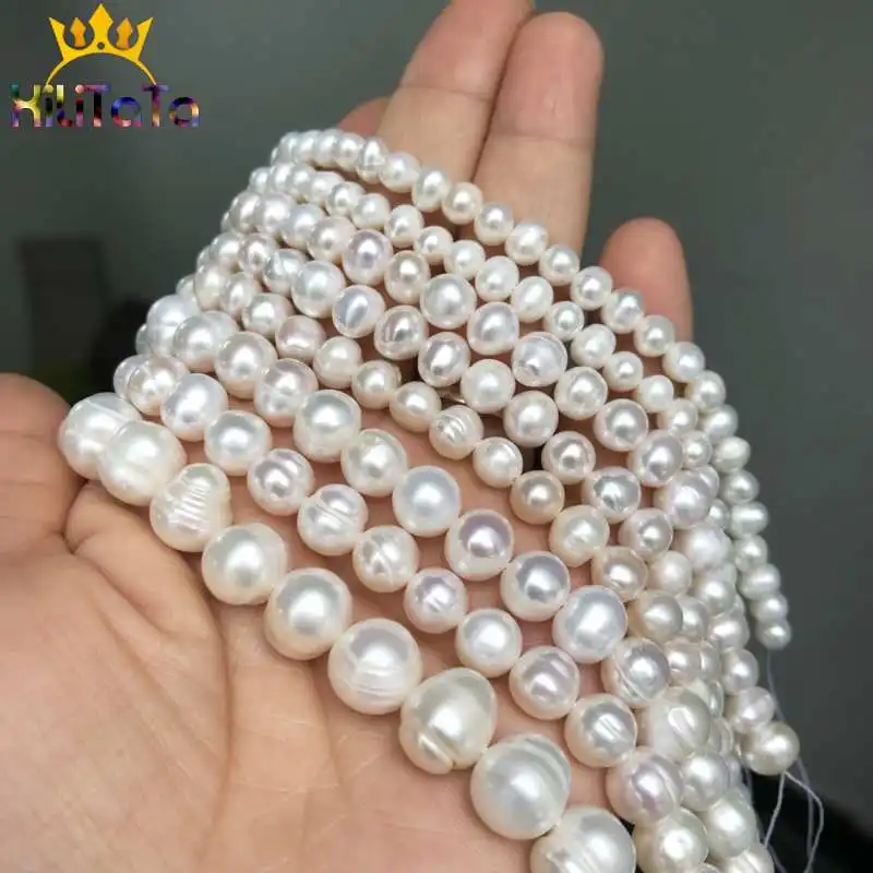 Natural Freshwater White Pearl Round Loose Spacer Beads For Jewelry Making DIY Bracelets Necklace 15'' Pick Size 4/6/8/9/10/11mm |