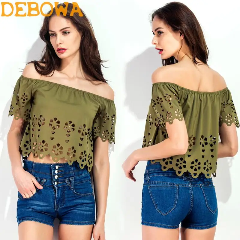 Фото Debowa 2018 Новая модная летняя Женская Топ сексуальная открытая короткая футболка с Debowa 2018 Новая модная летняя Женская Топ сексуальная открытая короткая футболка с