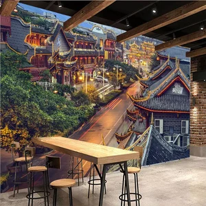Custom Retro Building Ancient Town Street View Wallpaper Wall Cloth Moisture-proof Restaurant sofa TV Background Wall 3D Mural