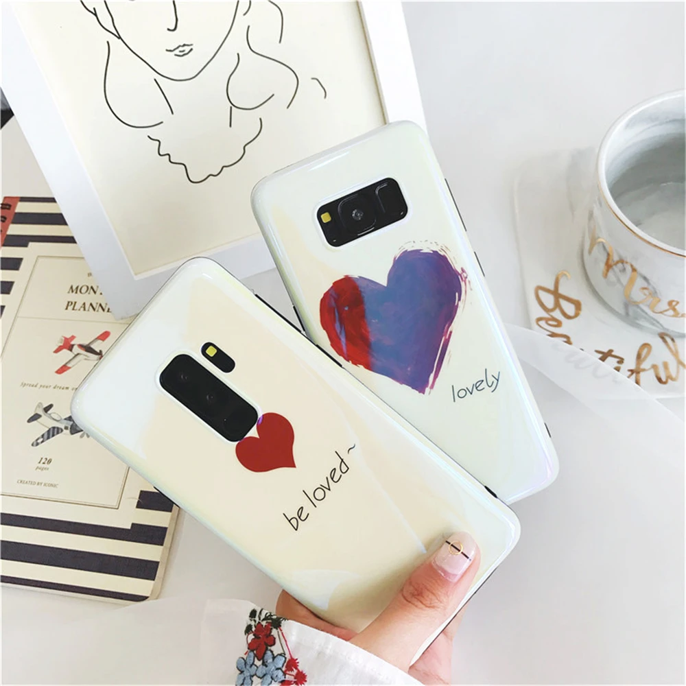 Lovely Cartoon Couples Love Case For Samsung Galaxy S8 S9 Plus Blue light Soft Phone Cover Note 8 S7 Edge Cases |