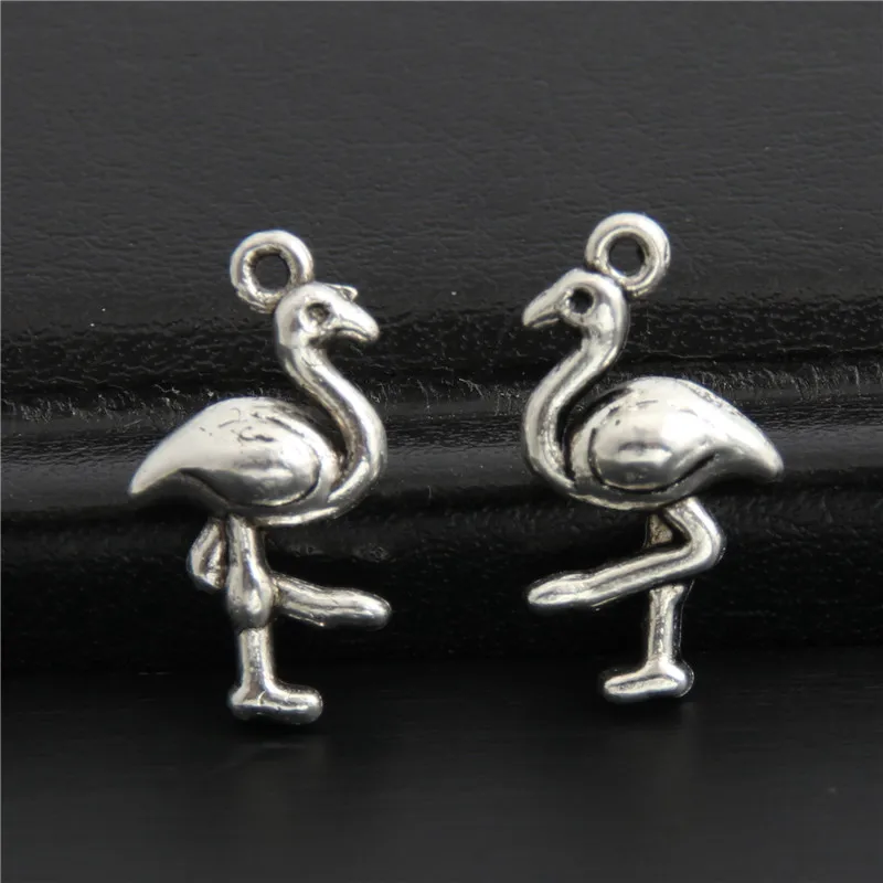 50 шт Серебряный цвет маленький милый Фламинго амулеты животных кулон Сделай Сам
