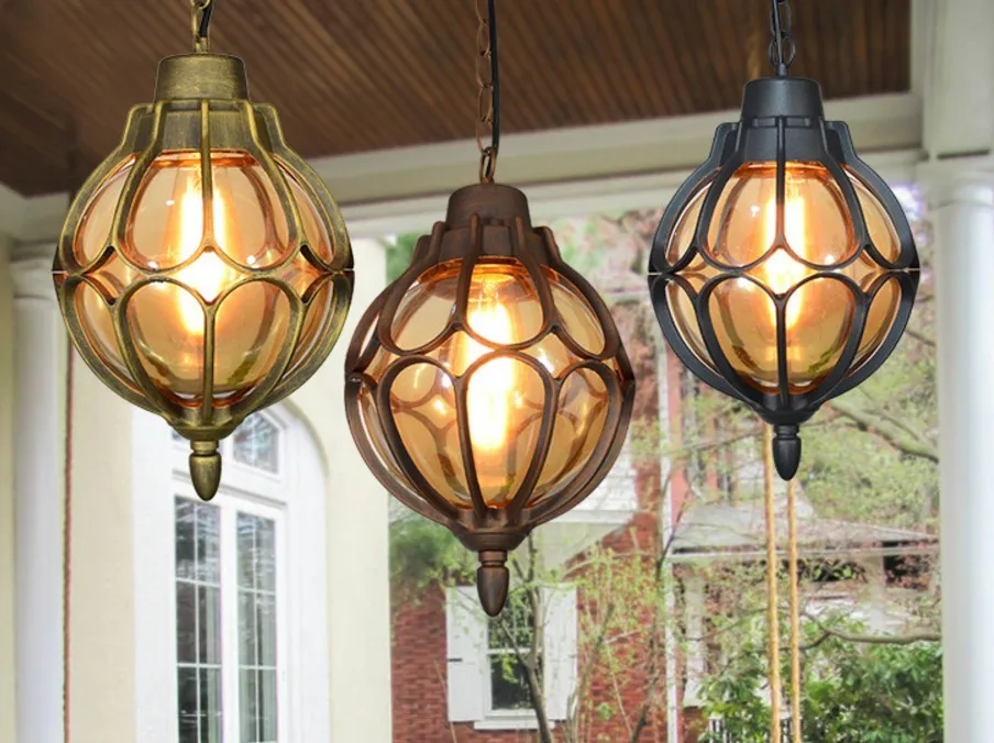 Outdoor waterproof ceiling ball lamp balcony energy saving garden Earth lights European retro aisle rain global pendant | Лампы и