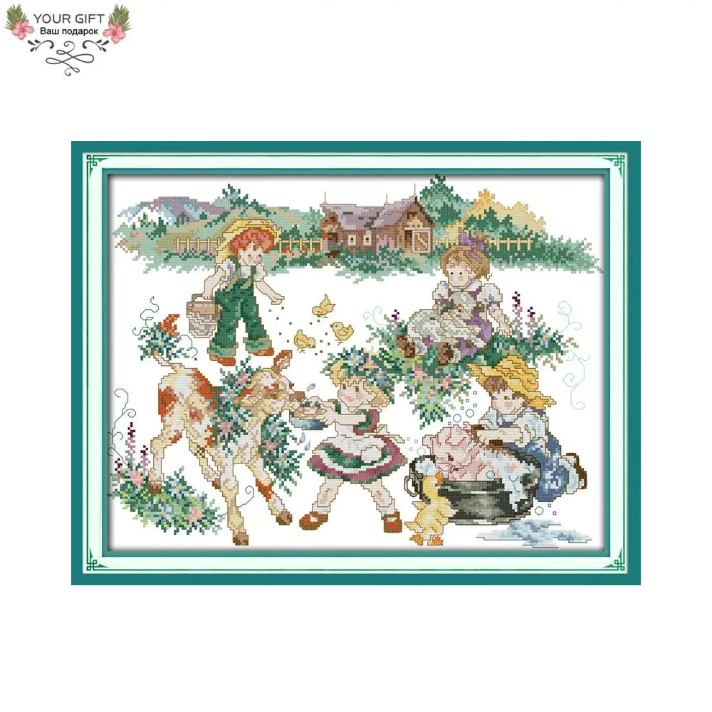 

Your Gift F565(2) 14CT 11CT Counted and Stamped Home Decor Country Life Needlepoints Embroidery Cross Stitch Kits