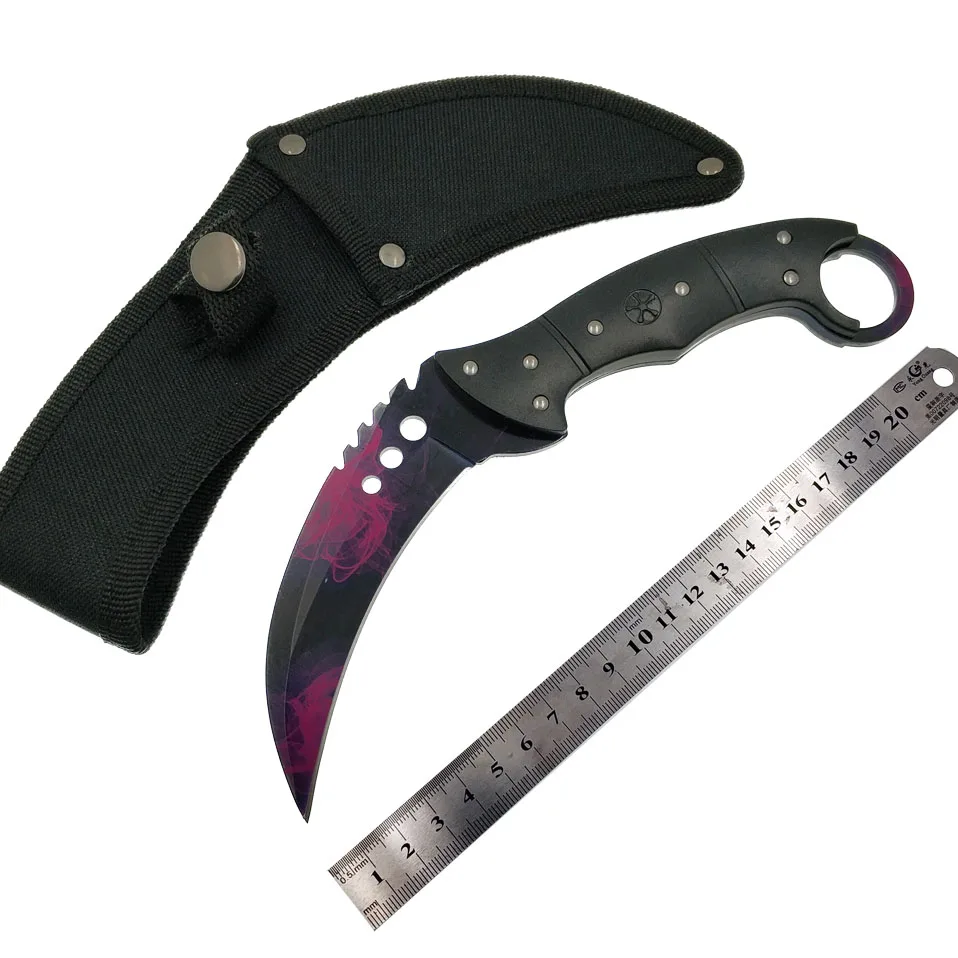 Red Doppler Swayboo doppler cs go karambit Походный нож, выцветает, счетчик ударов, черный мачете, тактический нож с фиксированным лезвием, инструмент для улицы - Цвет: Red Doppler