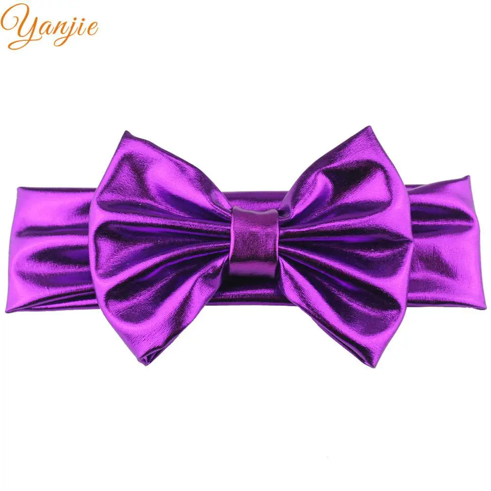 purple 1 шт.,, 5 дюймов, металлические банты для волос, ободок, эластичный, корейский стиль, аксессуары для волос для девочек, для детей, повязка на голову, аксессуары для волос - Цвет: purple