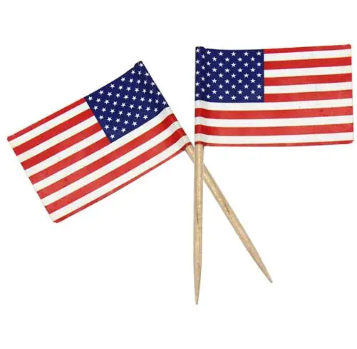 Мини флаг США бумажные пищевые палочки обеденные пирожные зубочистки украшения