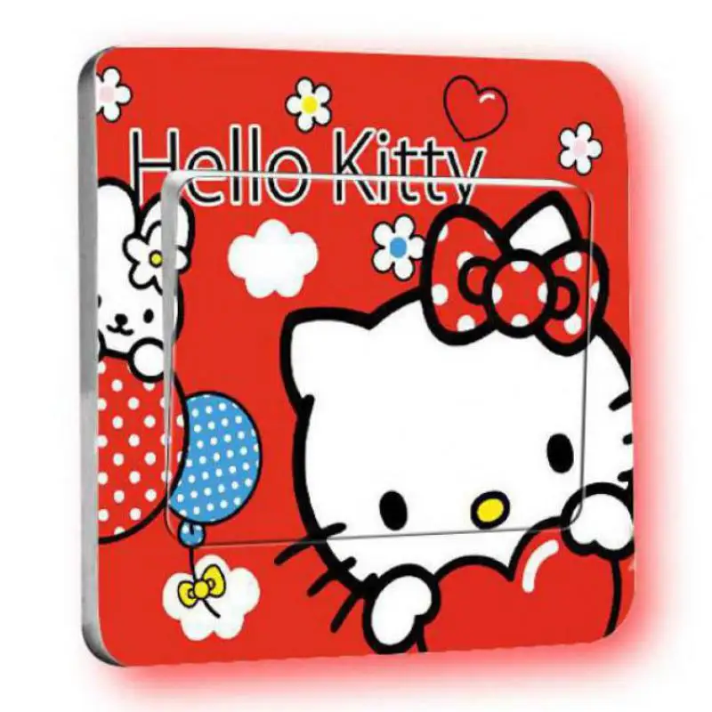 2 шт Новый список мультфильм Hello Kitty переключатель розетка наклейки украшенные
