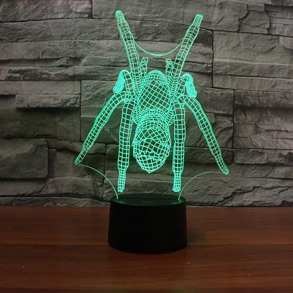 Spider Modeling Led 3d Lamp Reative Gift Christmas Children's Toys Usb Small Table Lamps 7 Color Change Desk | Лампы и освещение