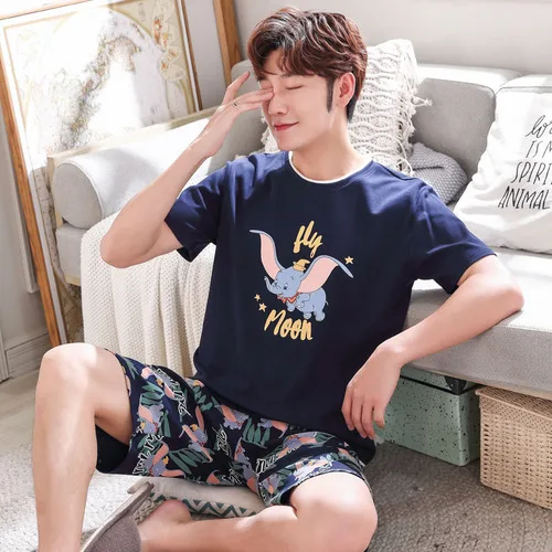 YEX-30181 4XL 5XL пижамы для влюбленных, женские летние хлопковые Пижамные комплекты с короткими рукавами, мужские пижамы для пар, пижамы для мужчин, большие пижамы - Цвет: YEX-30181