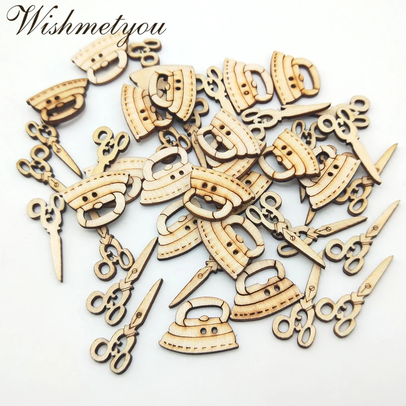WISHMETYOU 50 шт шитье узор кусочки дерева милые ножницы железное дерево поделки