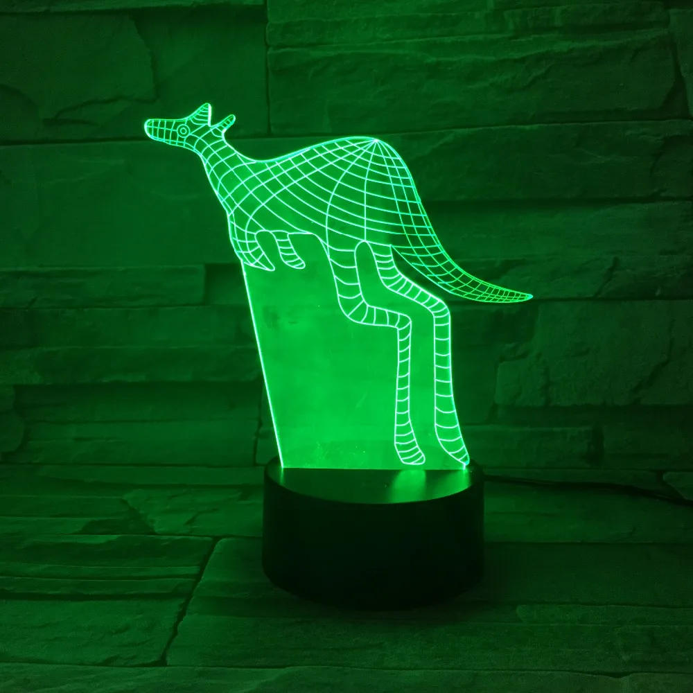 Кенгуру 3D акриловый ночник USB светильник для сна 3AA батарея питания настольная
