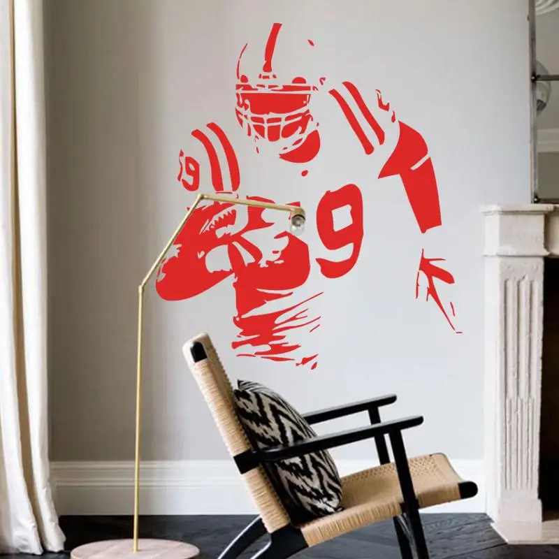 Искусство модный дизайн Название Цитата Винил регби плеер дешевая Настенная