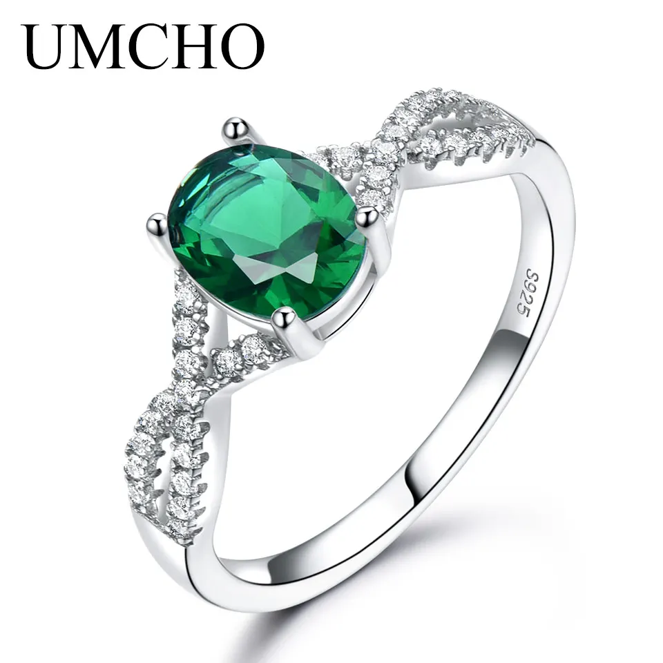 RUJ099E-1 UMCHO Твердые 925 пробы серебряные кольца для девочек модные на юбилей драгоценный камень нано топаз Обручальное кольцо вечерние серебряные кольца ювелирные изделия 925 - Цвет камня: RUJ099E-1