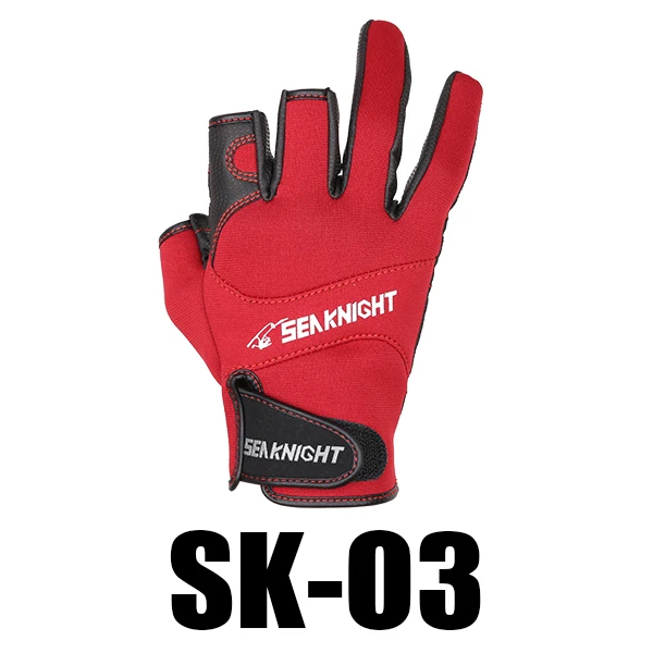 Красный SeaKnight SK03 перчатки для рыбалки 1 пара/лот, практичные, 3, дизайн с вырезами на палец, L, XL, XXL, уличные дышащие перчатки из неопрена и полиуретана - Цвет: Красный