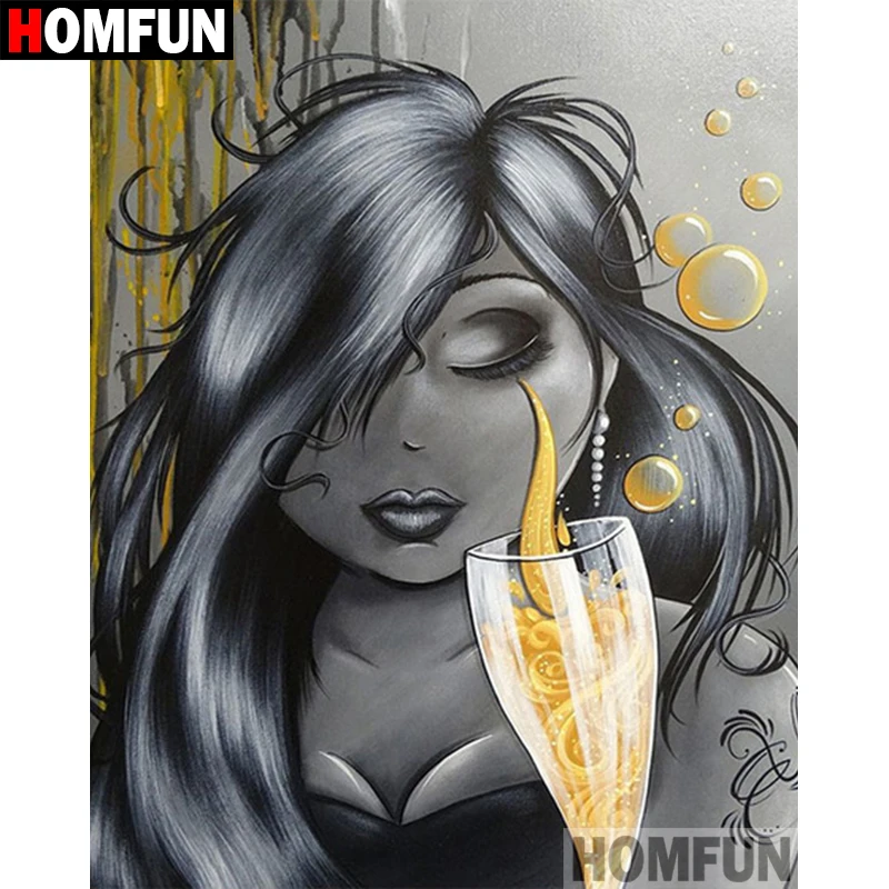 HOMFUN 5D DIY Diamond Painting Full Square/Round Drill &quotFat woman&quot 3D Embroidery Cross Stitch Mosaic Home Decor A06072 | Дом и сад