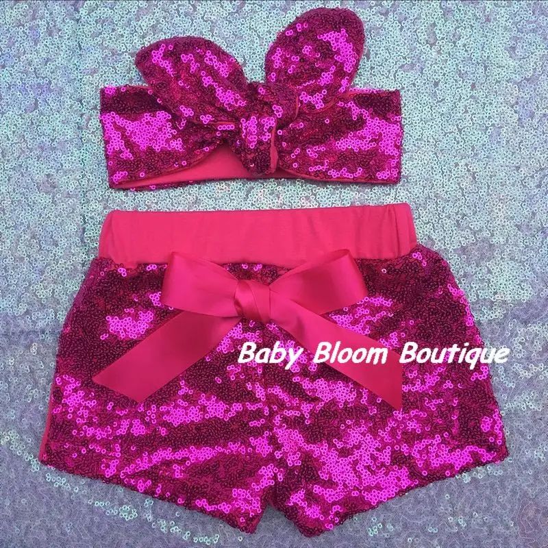 Летние танцевальные шорты с блестками и повязкой на голову для маленьких девочек