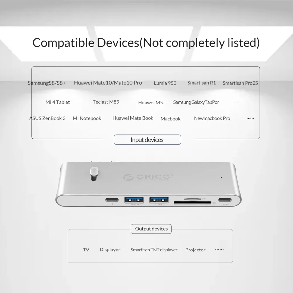Usb концентратор ORICO с разъемом типа C для HDMI TF SD USB 3 0 Thunderbolt адаптер Apple Macbook Pro