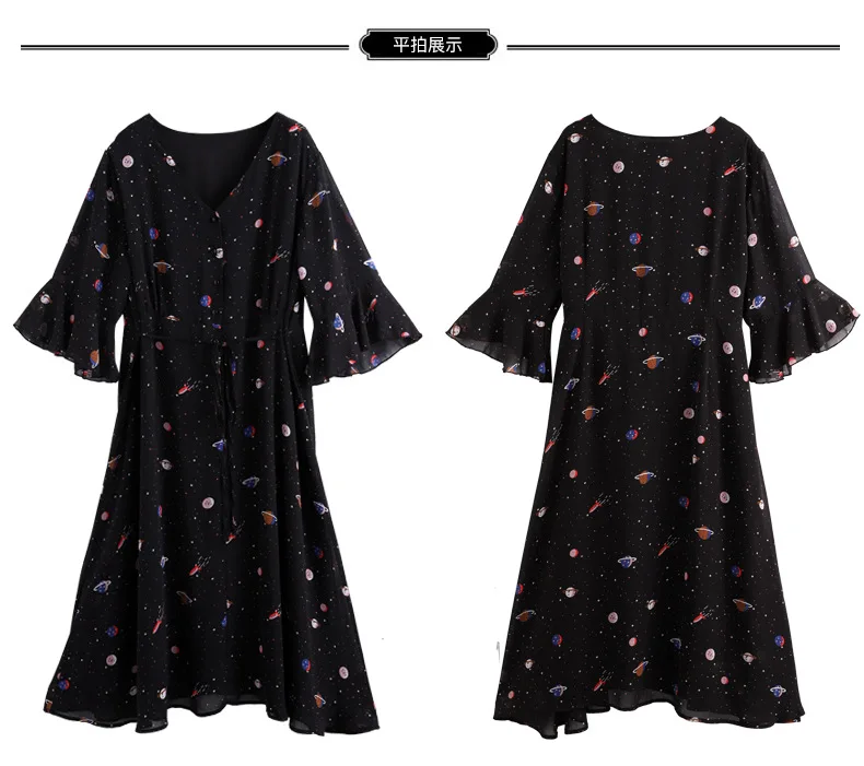 TUHAO Большие размеры 10xL 8XL элегантные женские шифоновые платья с рукавом-бабочкой длинные шифоновые летние платья офисное платье с принтом MS18