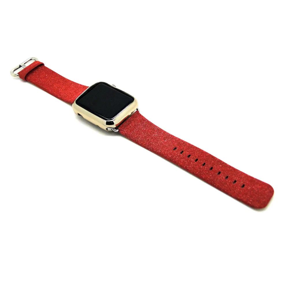 Red Цветной Блестящий ремешок из искусственной кожи для Apple Watch 38 мм 42 мм браслет для iWatch серии 3 2 1 ремешок для часов Браслет w адаптеры - Цвет ремешка: Red