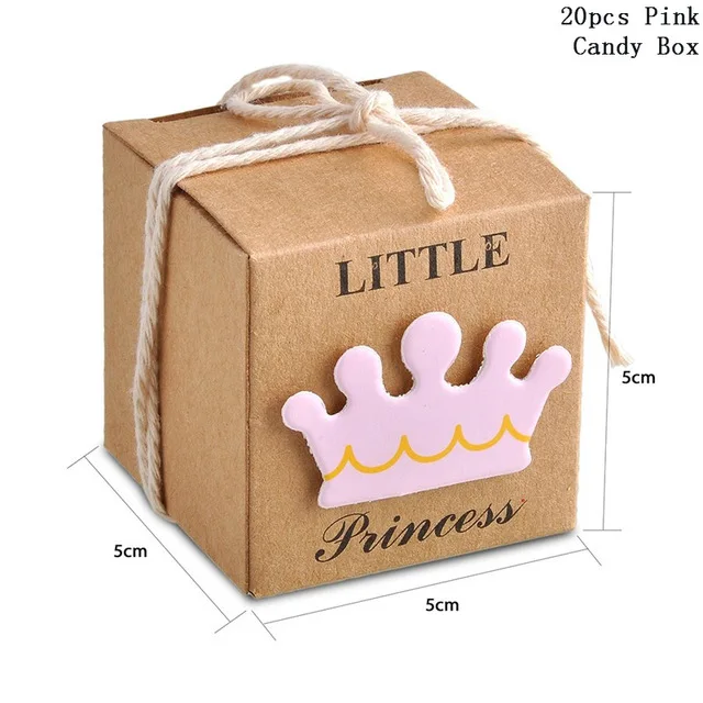 20pcs pink 20/40pcs Kraft Paper Candy Box Baby Shower Gifts For Guest Kid Birthday Party Babyshower Boy Girl Gift Box 1th Party Supplies - Цвет: 20pcs pink