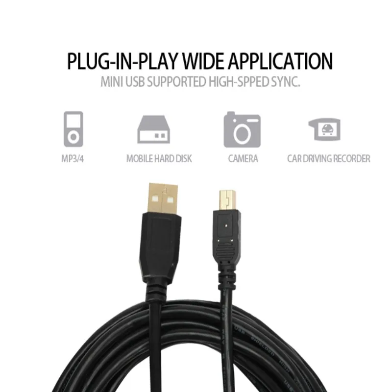5 метров/10 метров длиной 2 0 Мини USB Бронзовый кабель для передачи данных