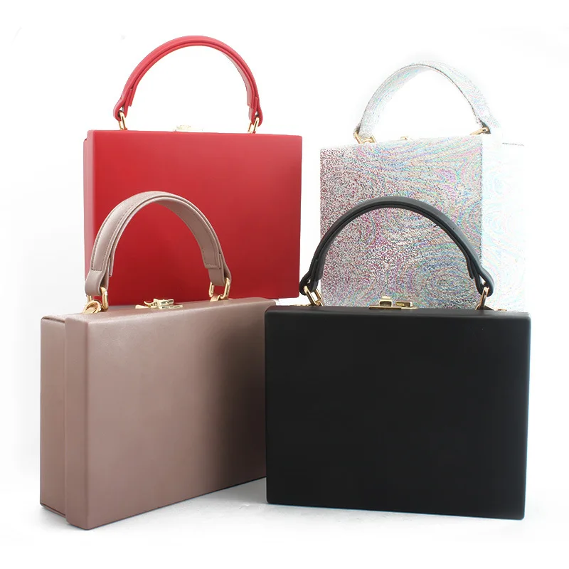 

New Fashion Lady Dinner Dress Bag Female Small Square Box Bag PU Leather Purses Box Wallets OL Mini coins bags for women 2019