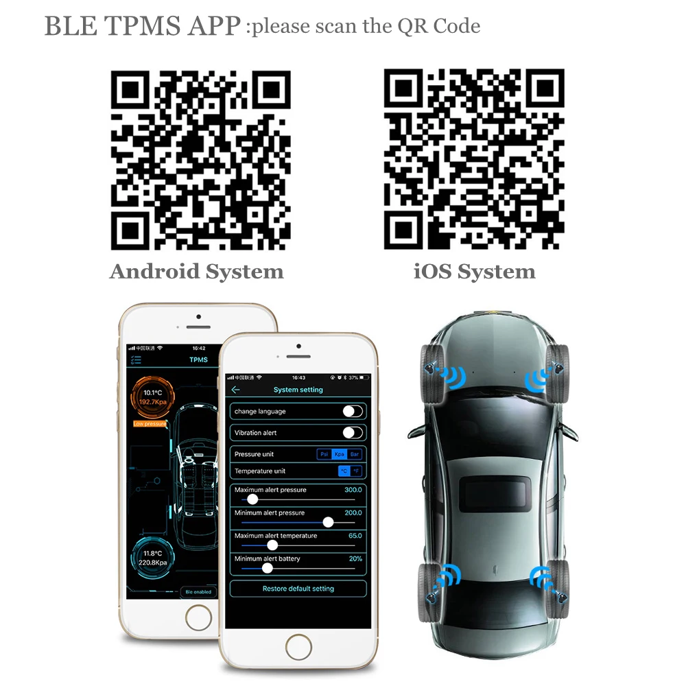 Высокое качество Беспроводной Bluetooth 4 0 шт. давления воздуха в шинах Сенсор шин