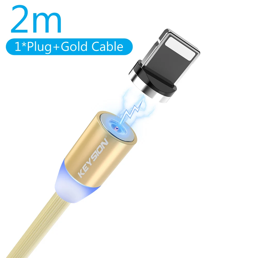 KEYSION type-C светодиодный магнитный кабель для samsung Galaxy A50 A70 A30 A20 1 м 2 м 2A Быстрая зарядка магнит зарядное устройство type-C кабель для A50 - Цвет: Gold 2m